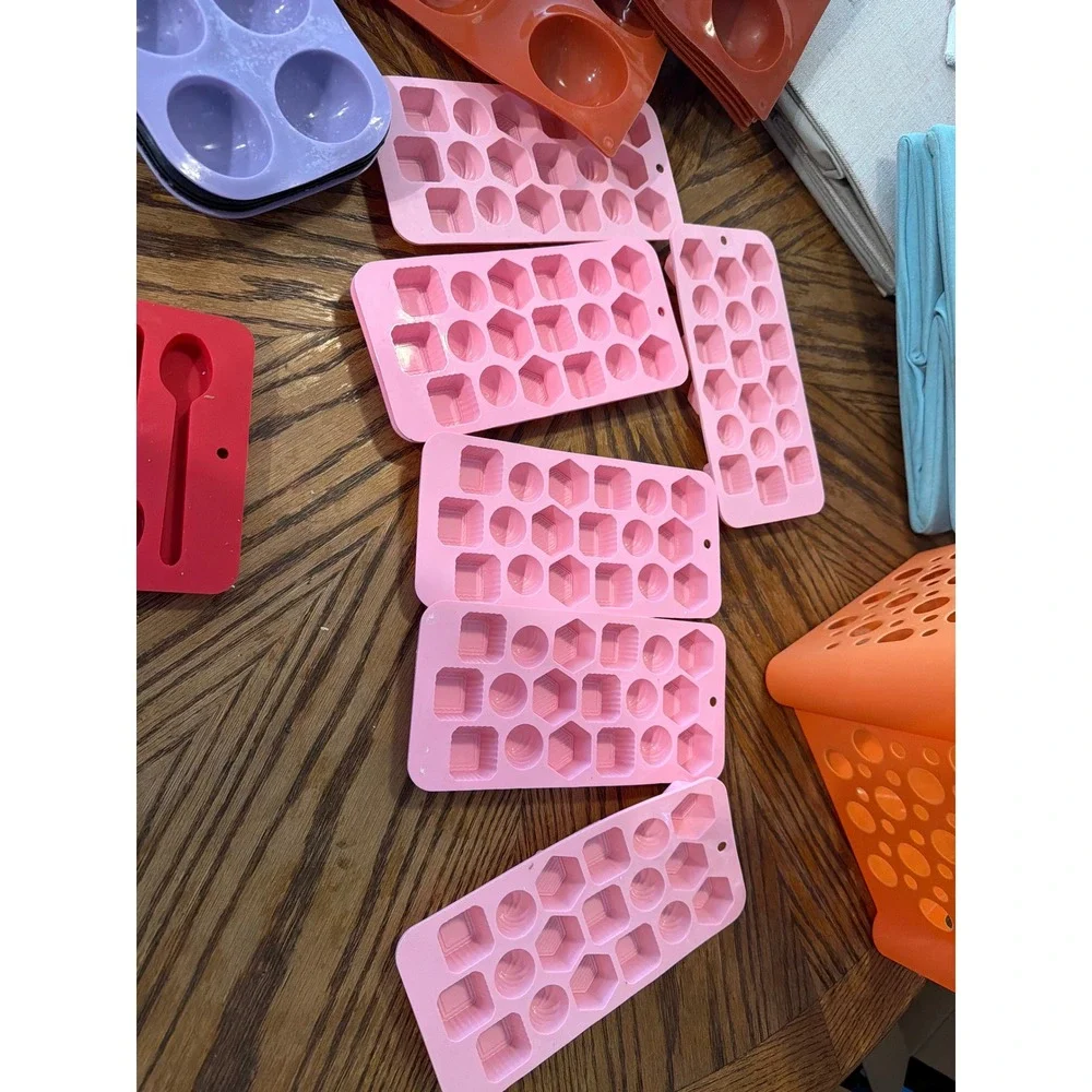 Bulk Lot Silicone Baking Candy Molds Spoon Sphere Gem Shapes Multi Color Set